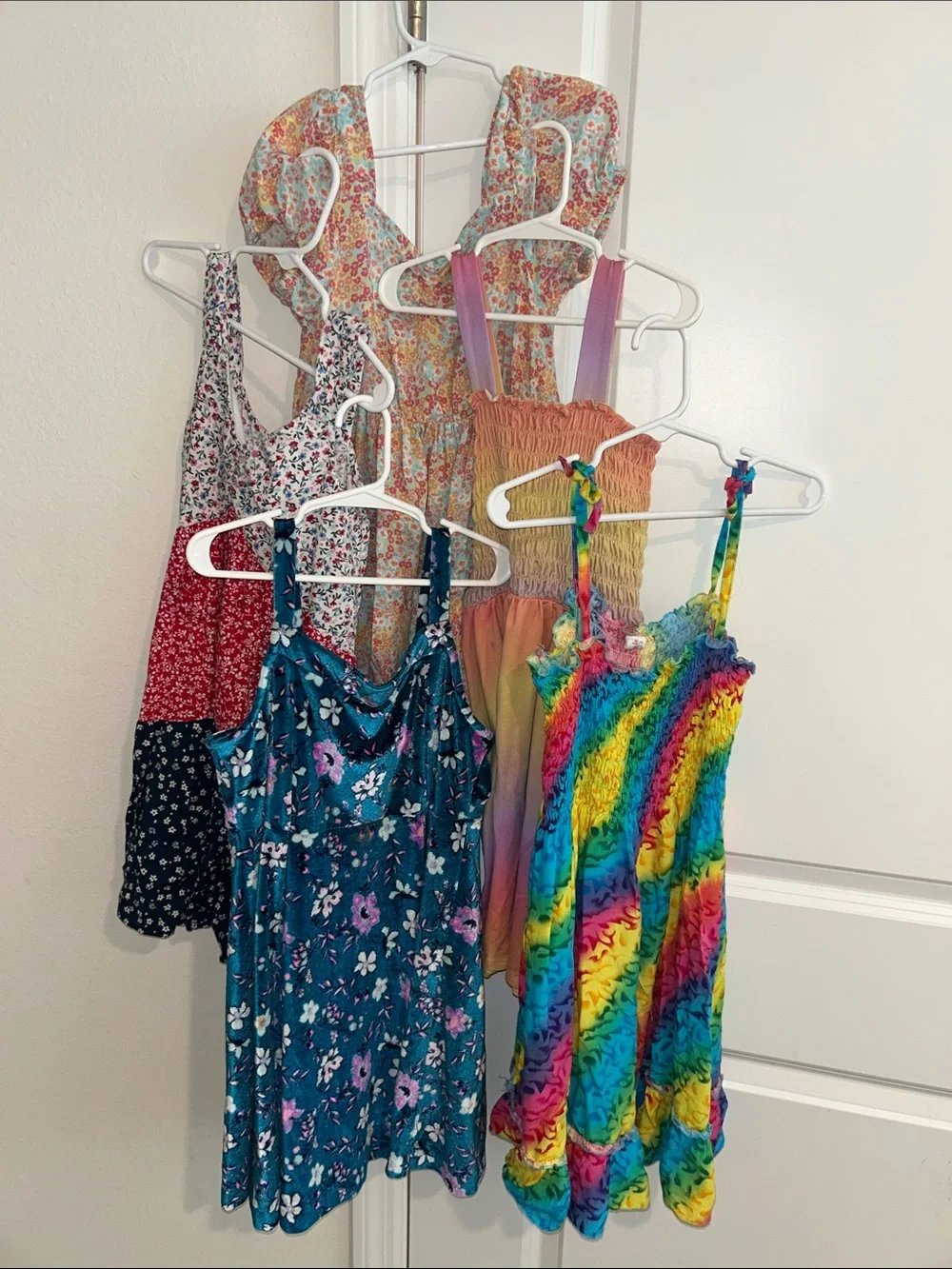 Girls Dresses set of 5 medium - Bright Multicolor